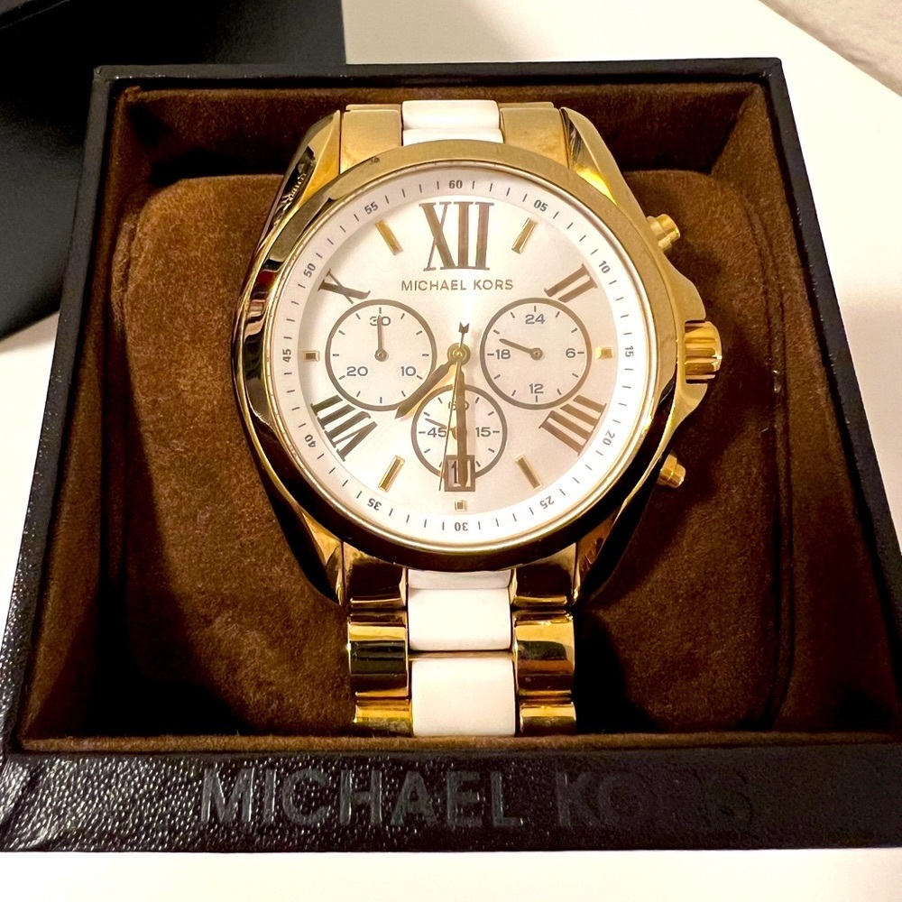 [Used] Michael Kors Women's MK5743 Bradshaw White Dial Two Tone Gold Watch